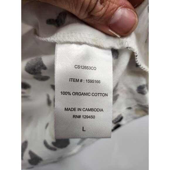 Eco Threads Womens Top Large White Animal Print Organic Cotton Short Sleeve Tee - Picture 4 of 7